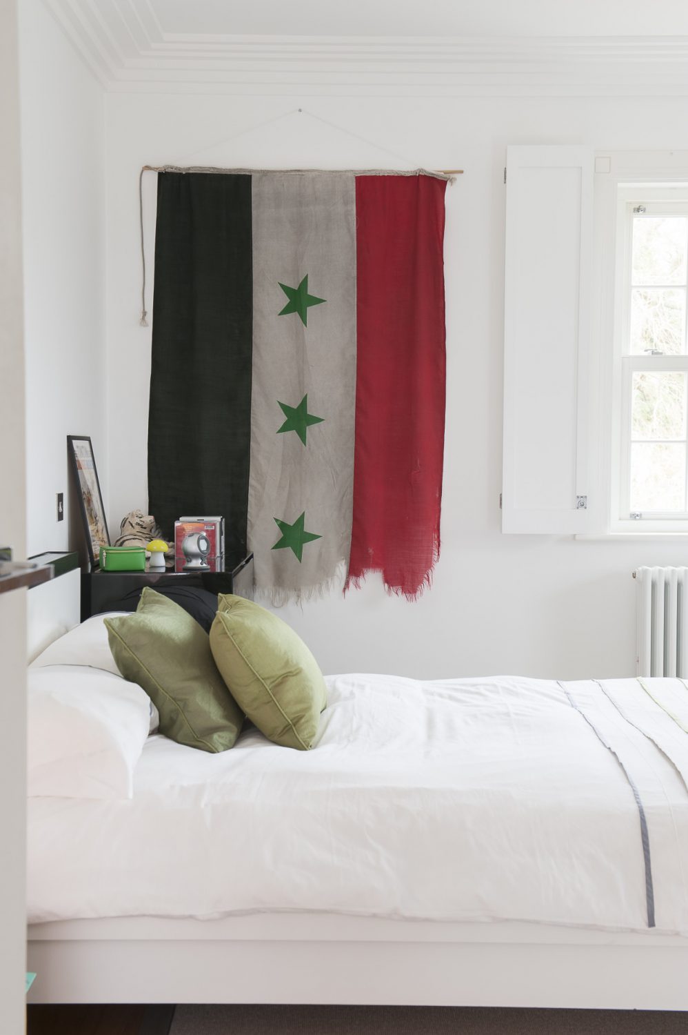 The couple’s three boys are also avid collectors of exotic artefacts, including this original Iraqi flag – on display in one of the boy’s bedrooms
