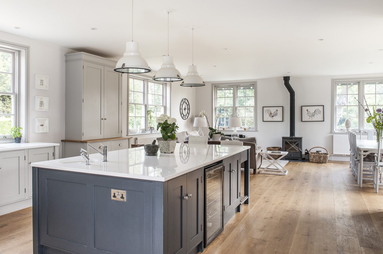 The large, open plan kitchen is now one of the most important rooms in the house and where the family spends most of their time
