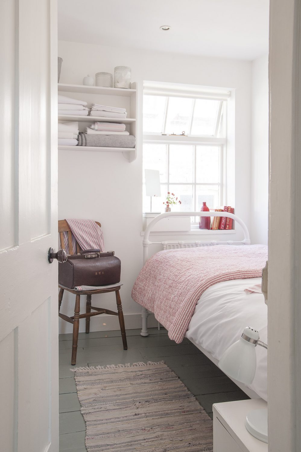 Both bedrooms feature welcoming Victorian-style ‘iron’ bedsteads. In the larger room there is even space for a modestly sized dressing room