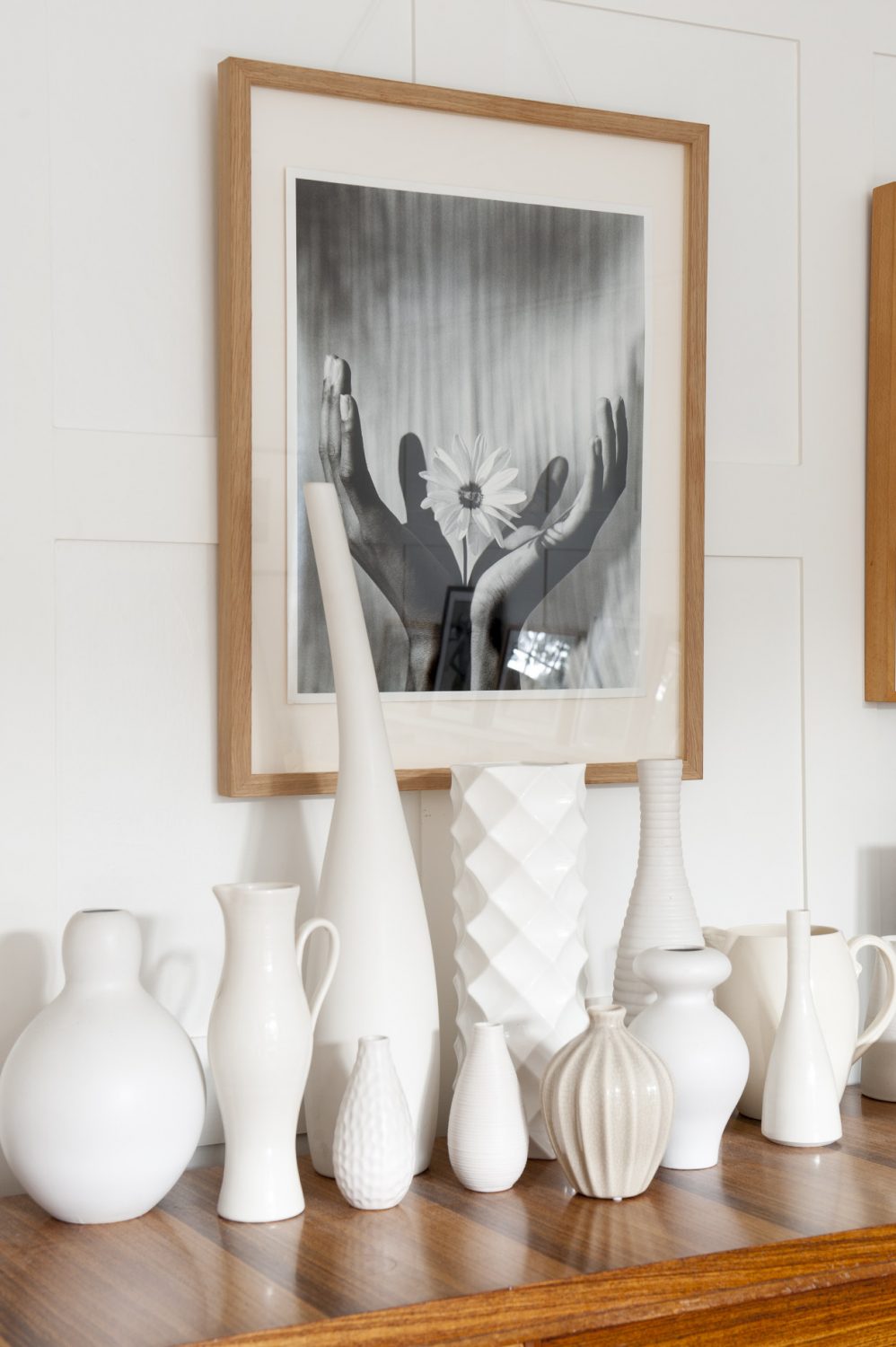 A collection of white vases