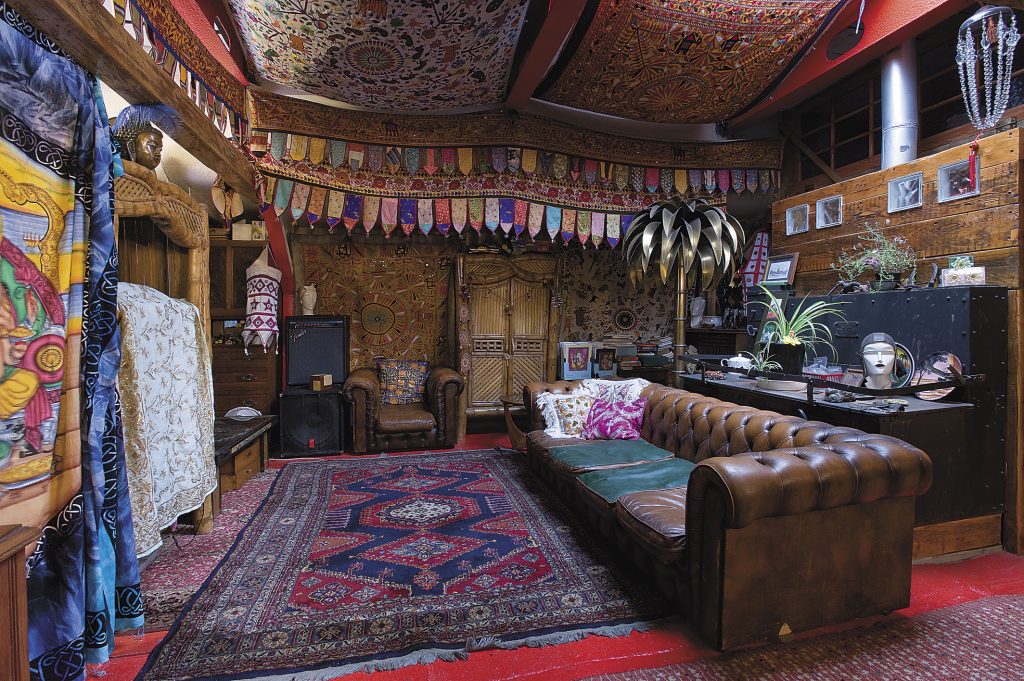 the sitting room in the summer quarters is fitted out like a maharajah’s palace
