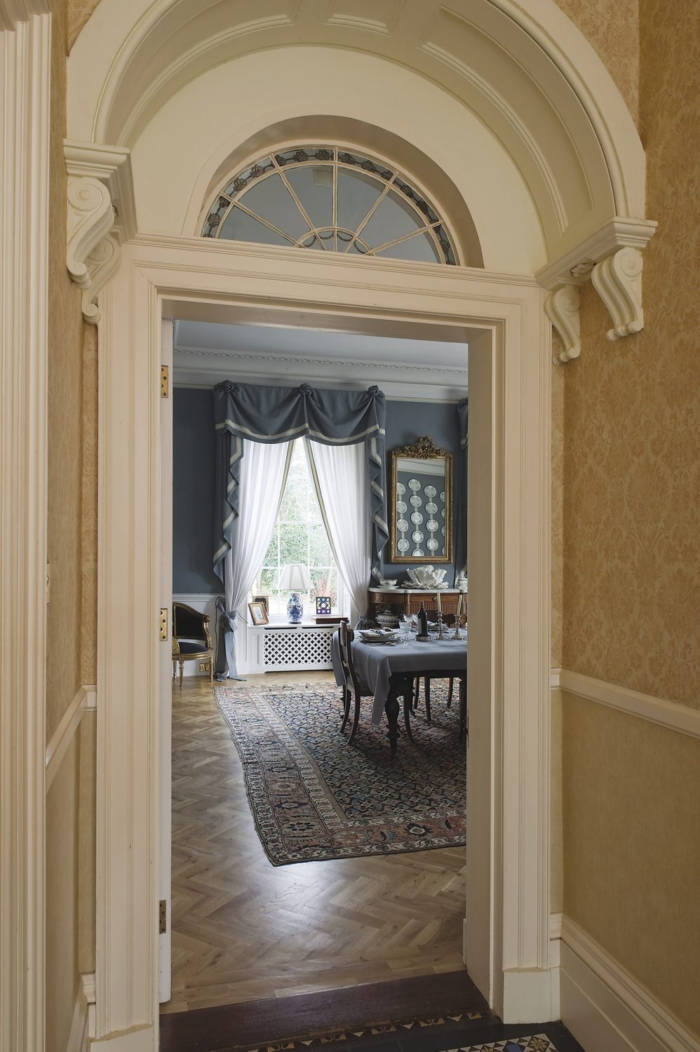 the view into the dining room from the hallway