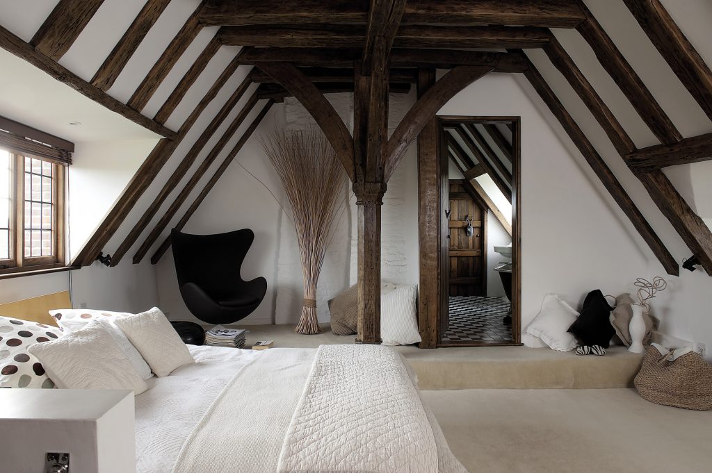 The former attic is where the couple have added their own new rooms to Camden Hall – four in all, including Louisa’s make-up room and a stunning main bedroom and en suite bathroom
