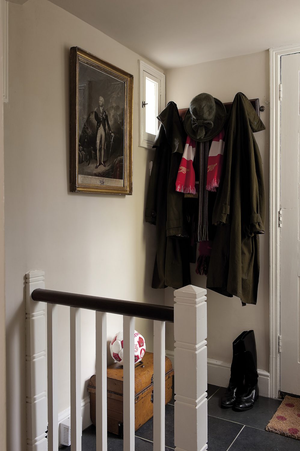 On entering through the front door, you arrive on the first floor of the house’s five levels