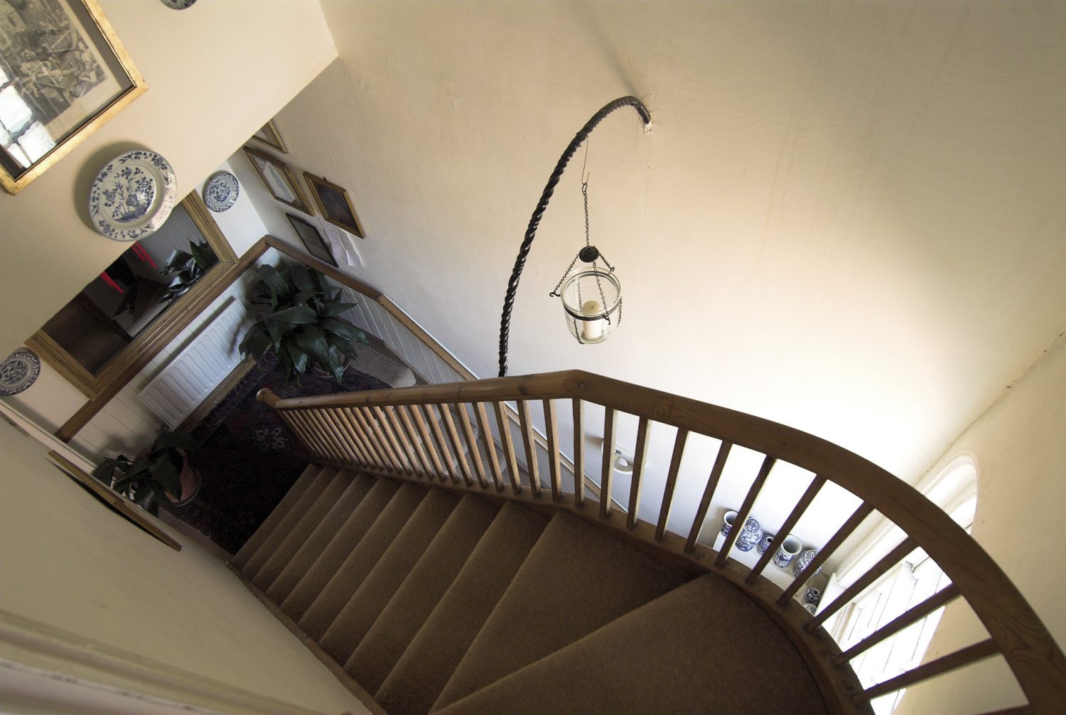 The vertigo-inducing staircase leads up to Bob’s bedroom from the first floor