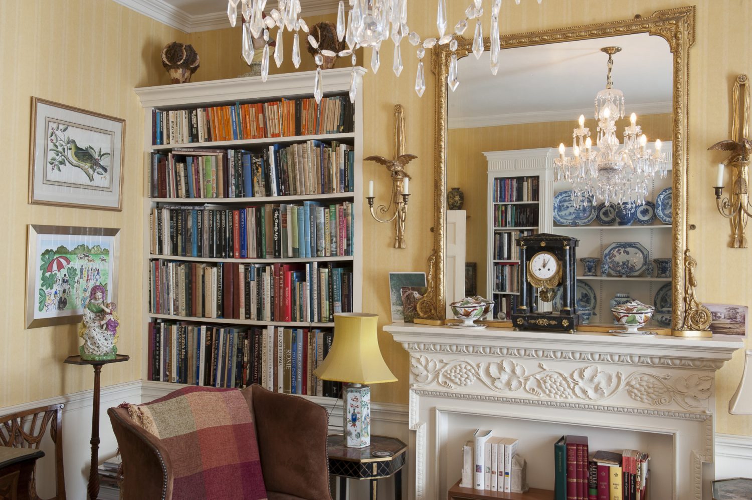 The morning room on the first floor is filled with books and periodicals for guests to browse