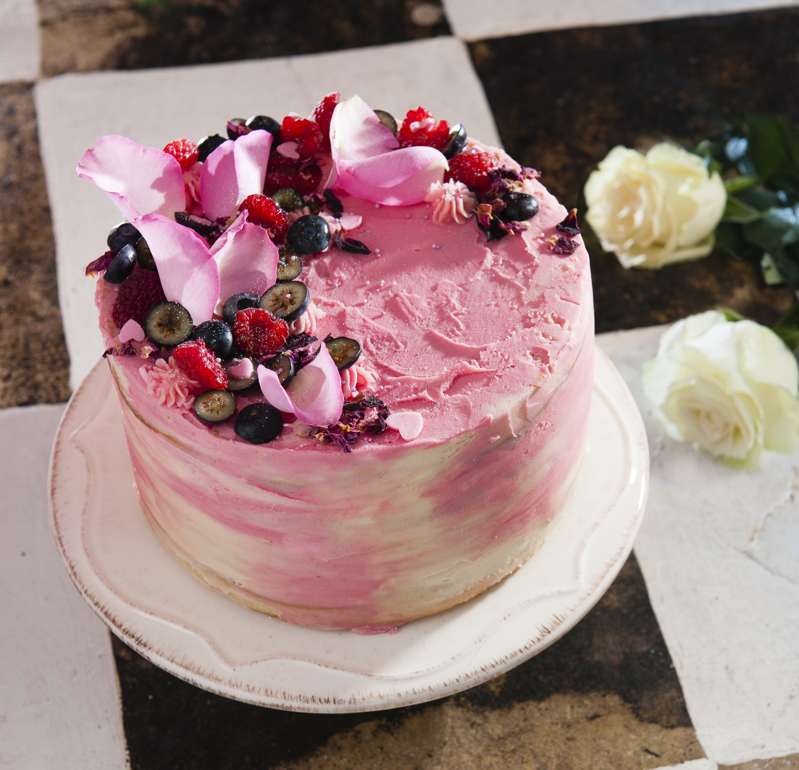 Orange Cardamom Cake with Rose Buttercream - Frosting and Fettuccine