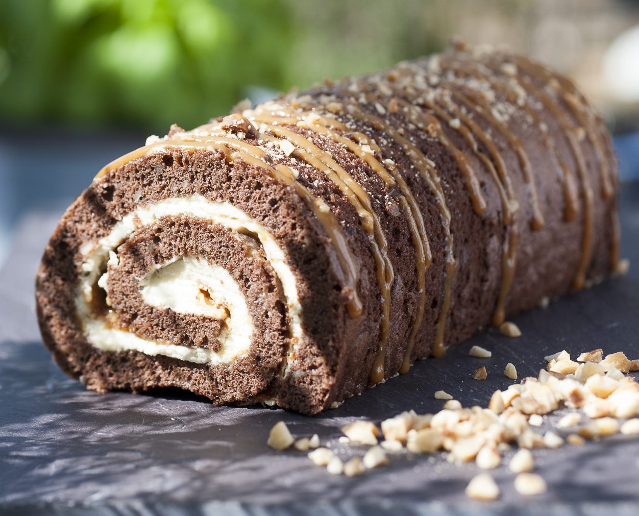 Caramel Swiss Roll Stock Photo - Download Image Now - Swiss Roll