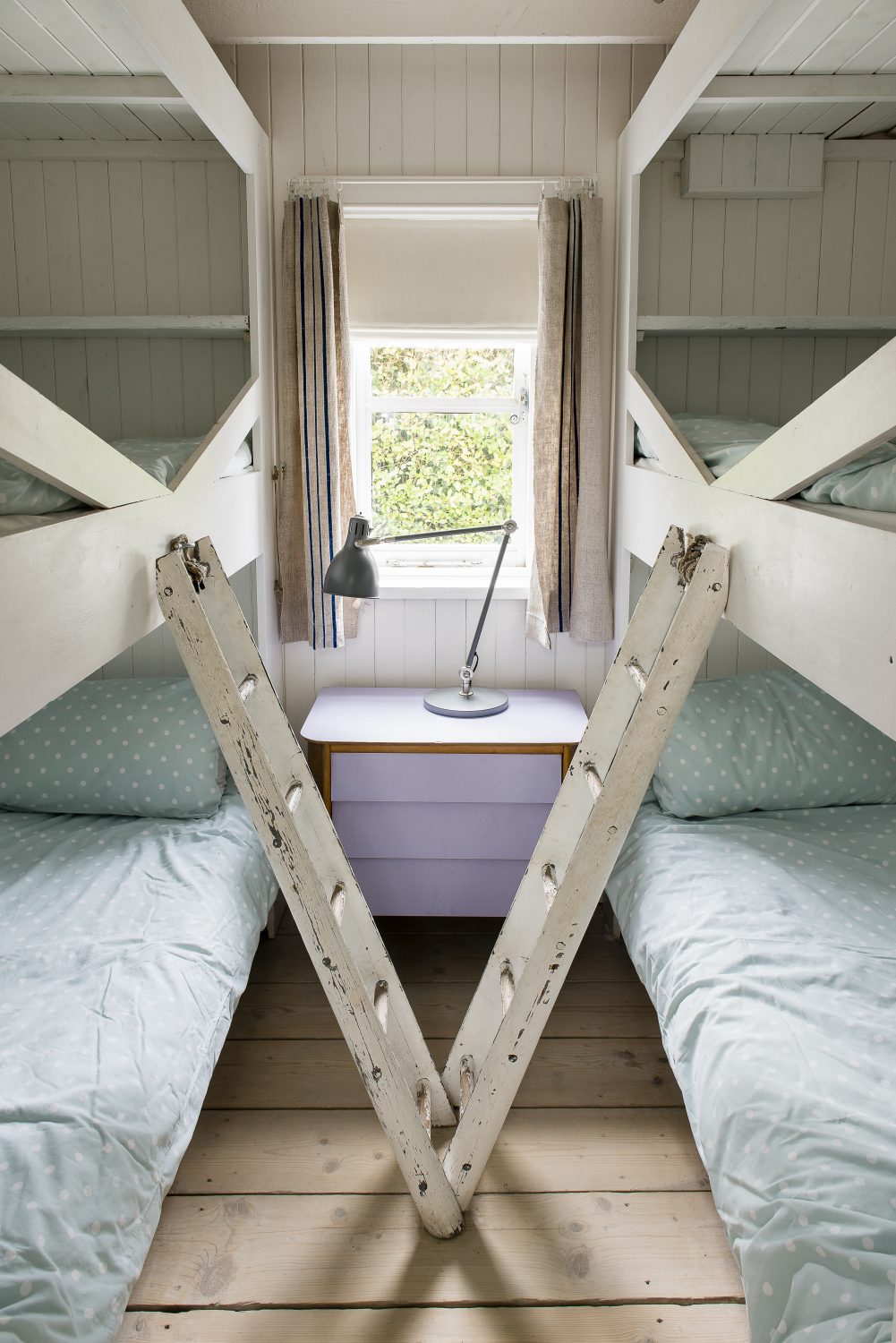 The bunks in the children’s bedroom were designed and built by Dave and Atlanta to make the most of the relatively small space