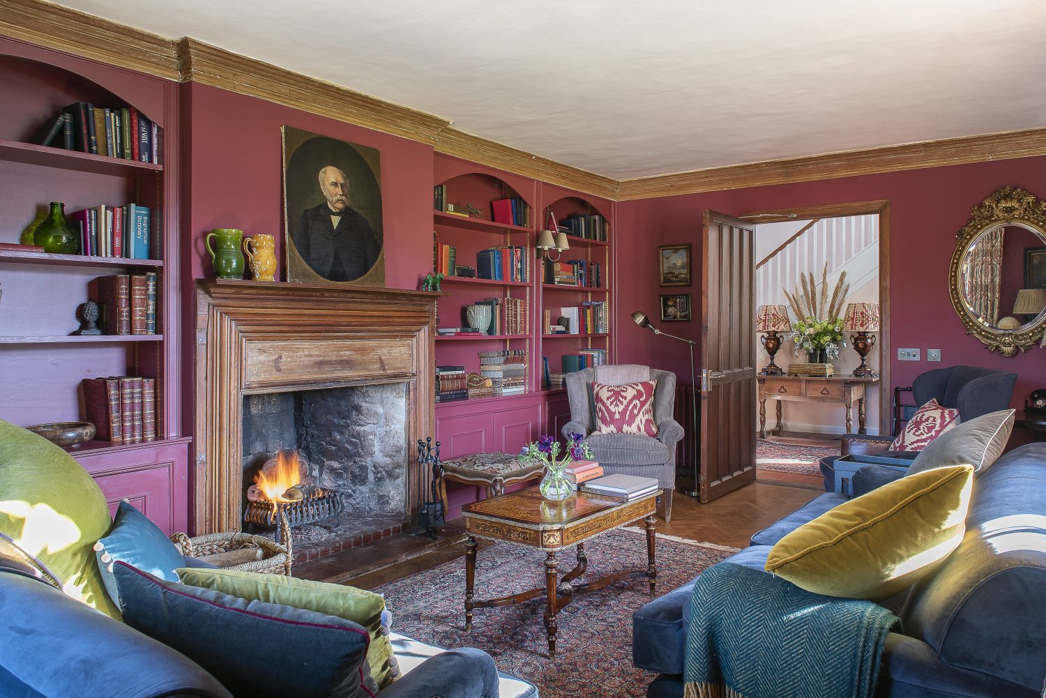 The walls in the drawing room are painted in Bone by Farrow & Ball