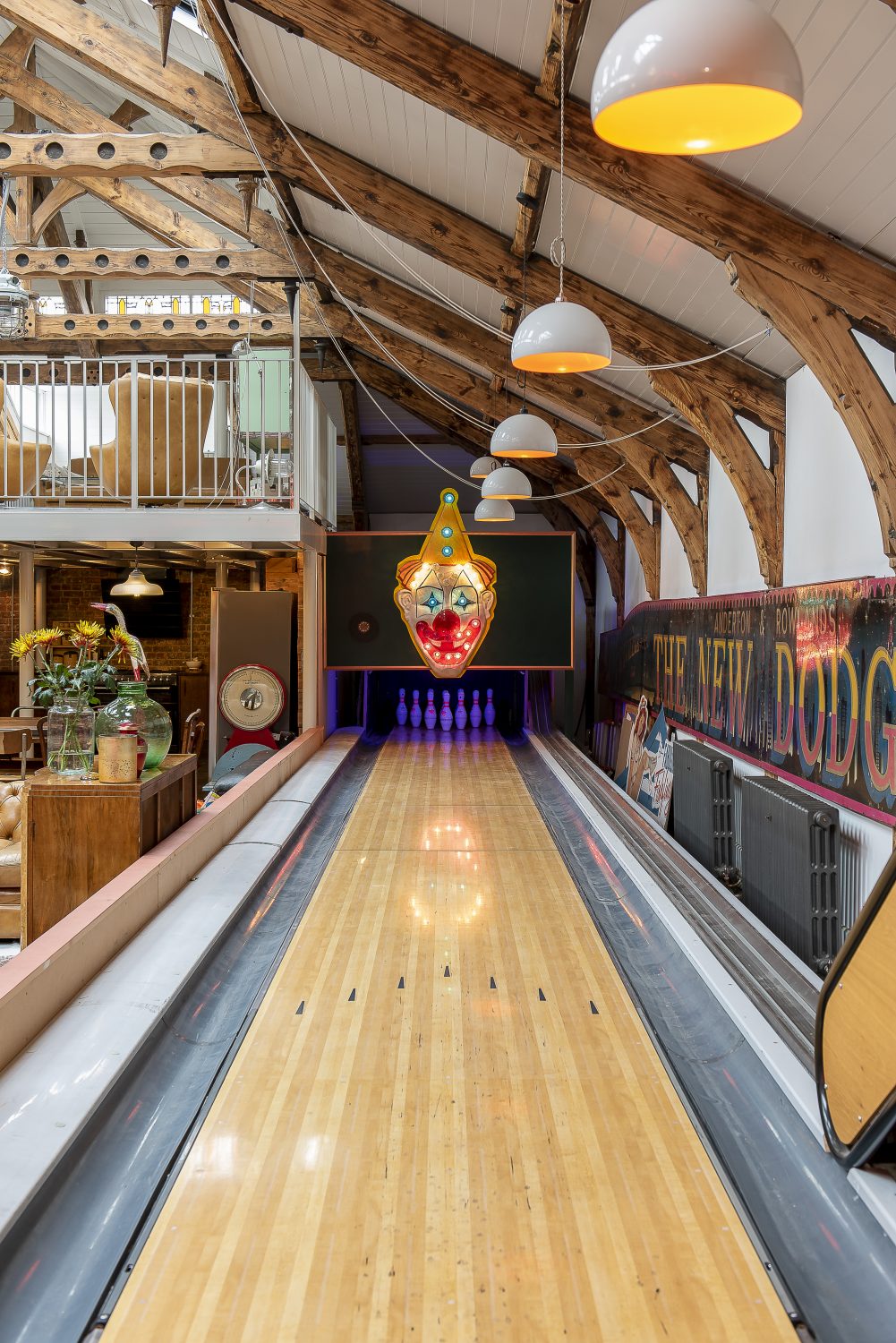 “The bowling alley used to be in Soho House,” says Laurie. “Sol heard they were getting rid of it and asked if he could buy it and they told him, if he took it out, he could have it.