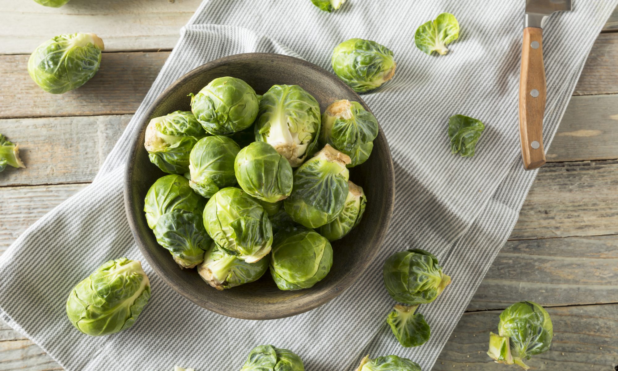 Raw Organic Green Brussel Sprouts Ready to Cook