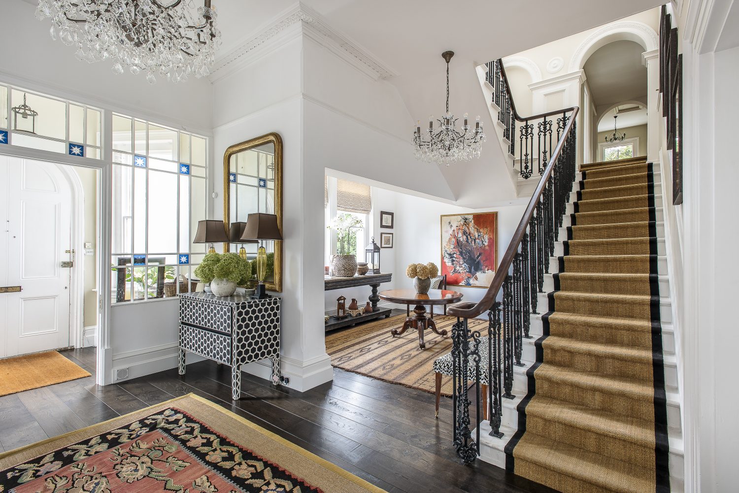 One of the most impressive spaces within the house is the double height entrance hall
