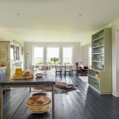 A huge open downstairs space comprises the kitchen, dining and sitting areas.