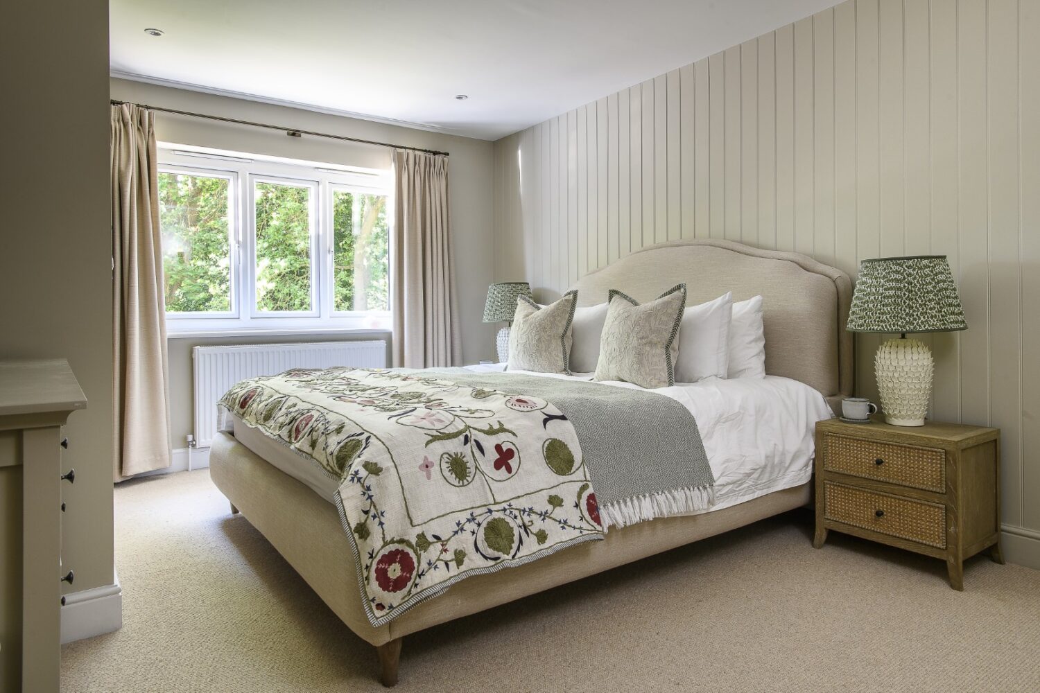 In the main bedroom a super king bed from Loaf is complemented by two ‘Witley’ bedside tables from D. I. Designs