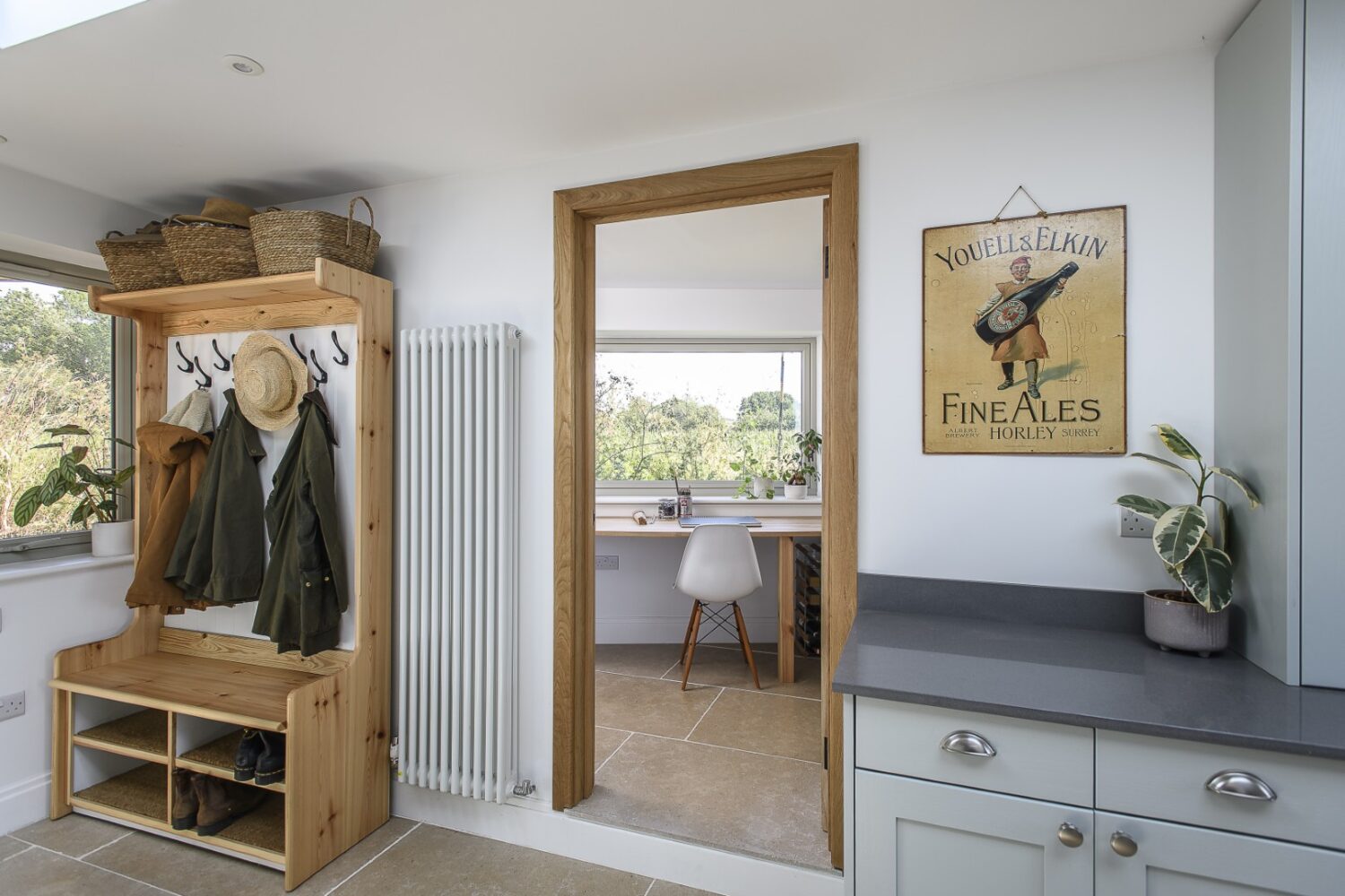 The utility room leads through to an office space