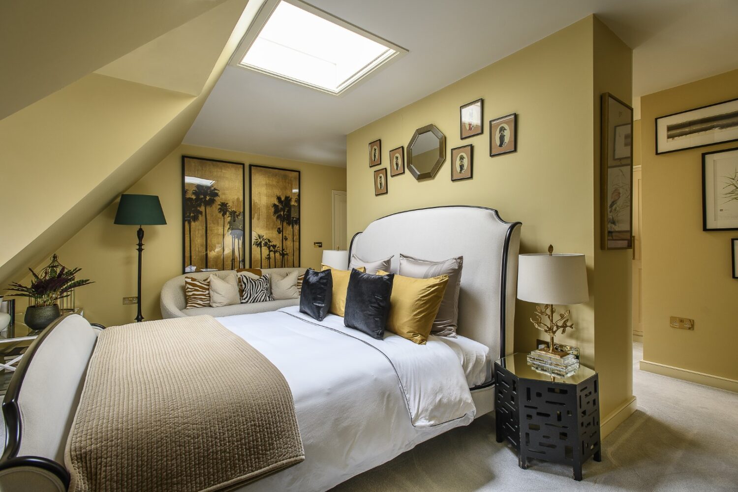 The three guest bedrooms and bathrooms are located on the first floor.