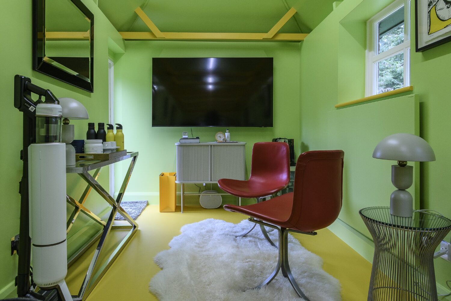 What was once a dilapidated and ivy-covered outbuilding has become the couple’s clubhouse – part gym, part retreat, and a nod to the tennis court that Sean hopes to build over the next few years