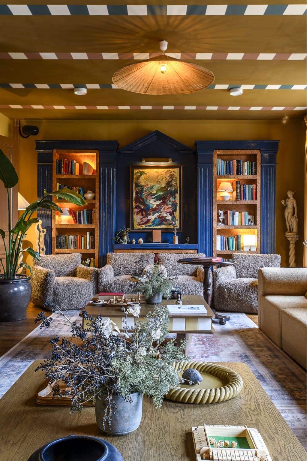 Original features throughout the Georgian mansion have been sensitively preserved, like the antique timber floors, terracotta tiles and marble fireplaces