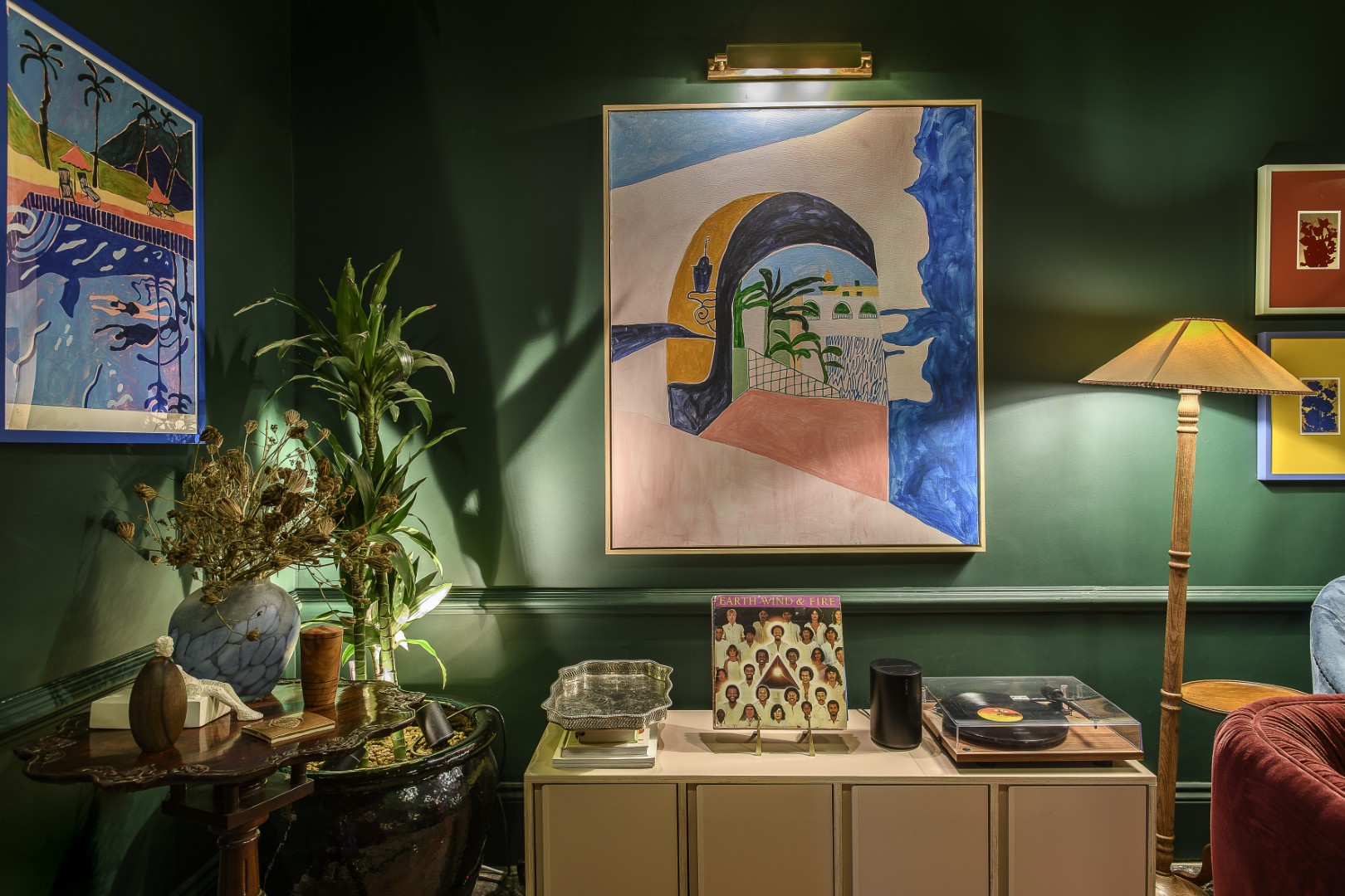 The Library is the perfect place to retire to after dinner, filled with interesting curios, artwork and cosy seating