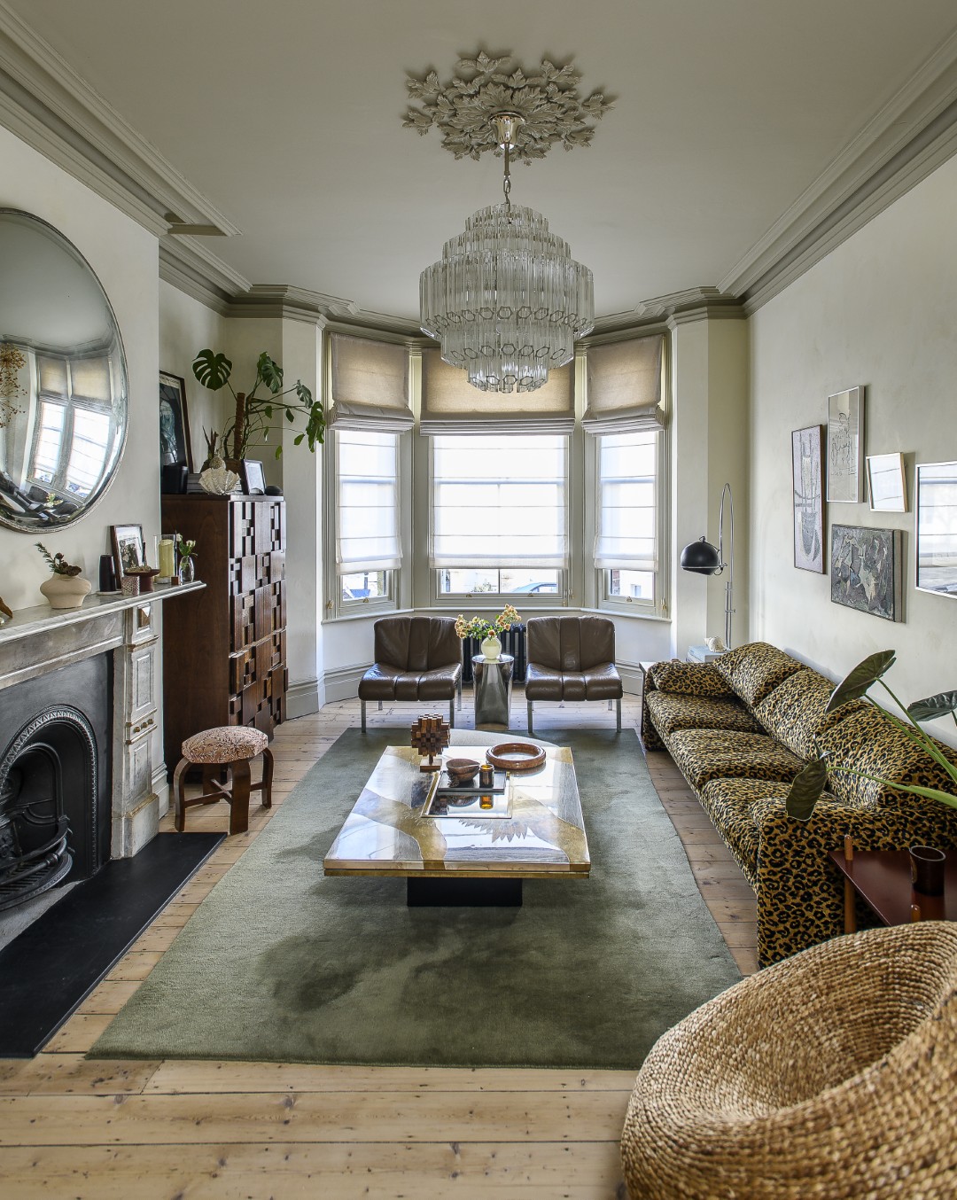 The kitchen moves seamlessly into the adjoining living room