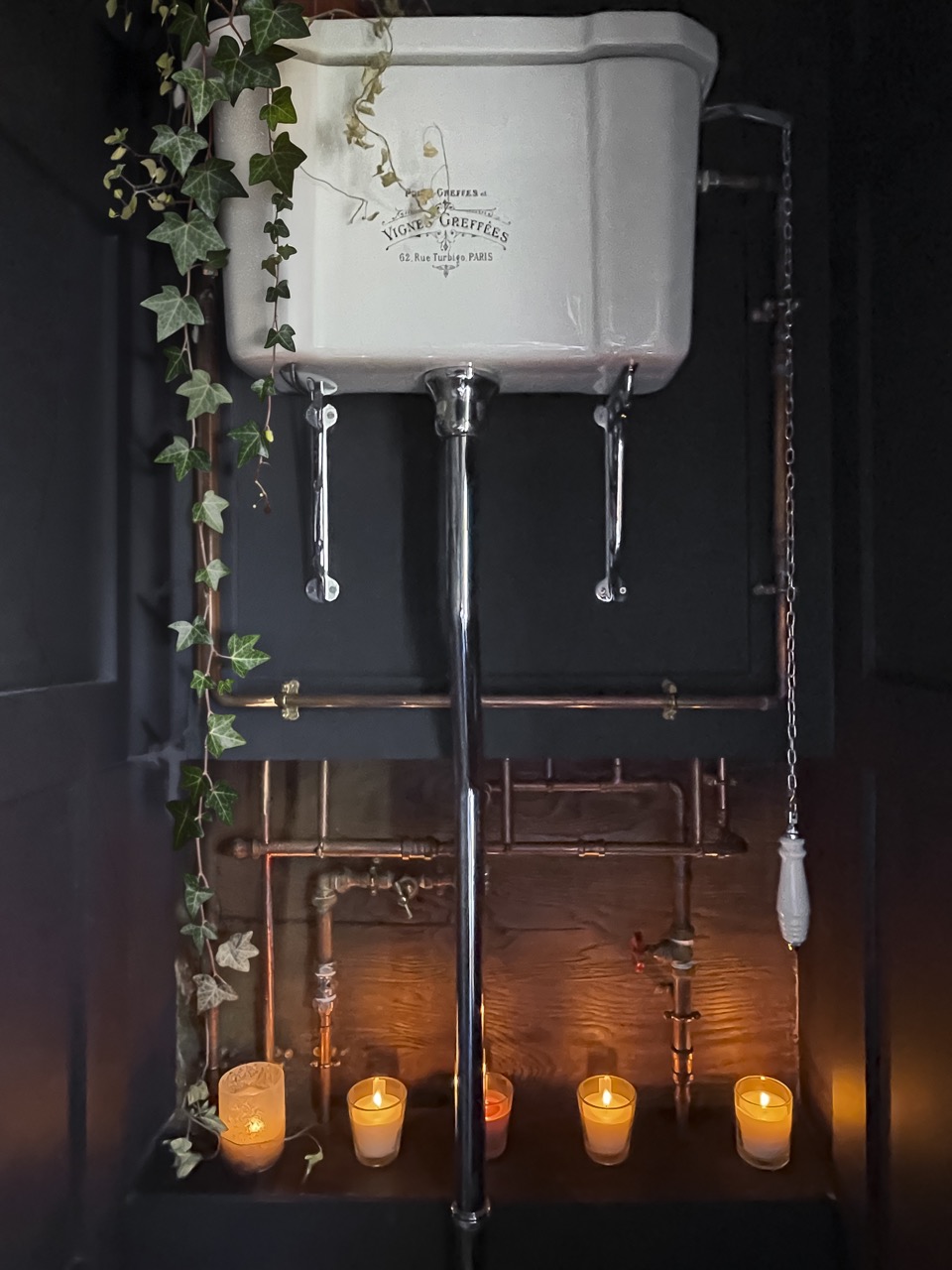 Leigh has featured high level toilet cisterns for a more traditional look.