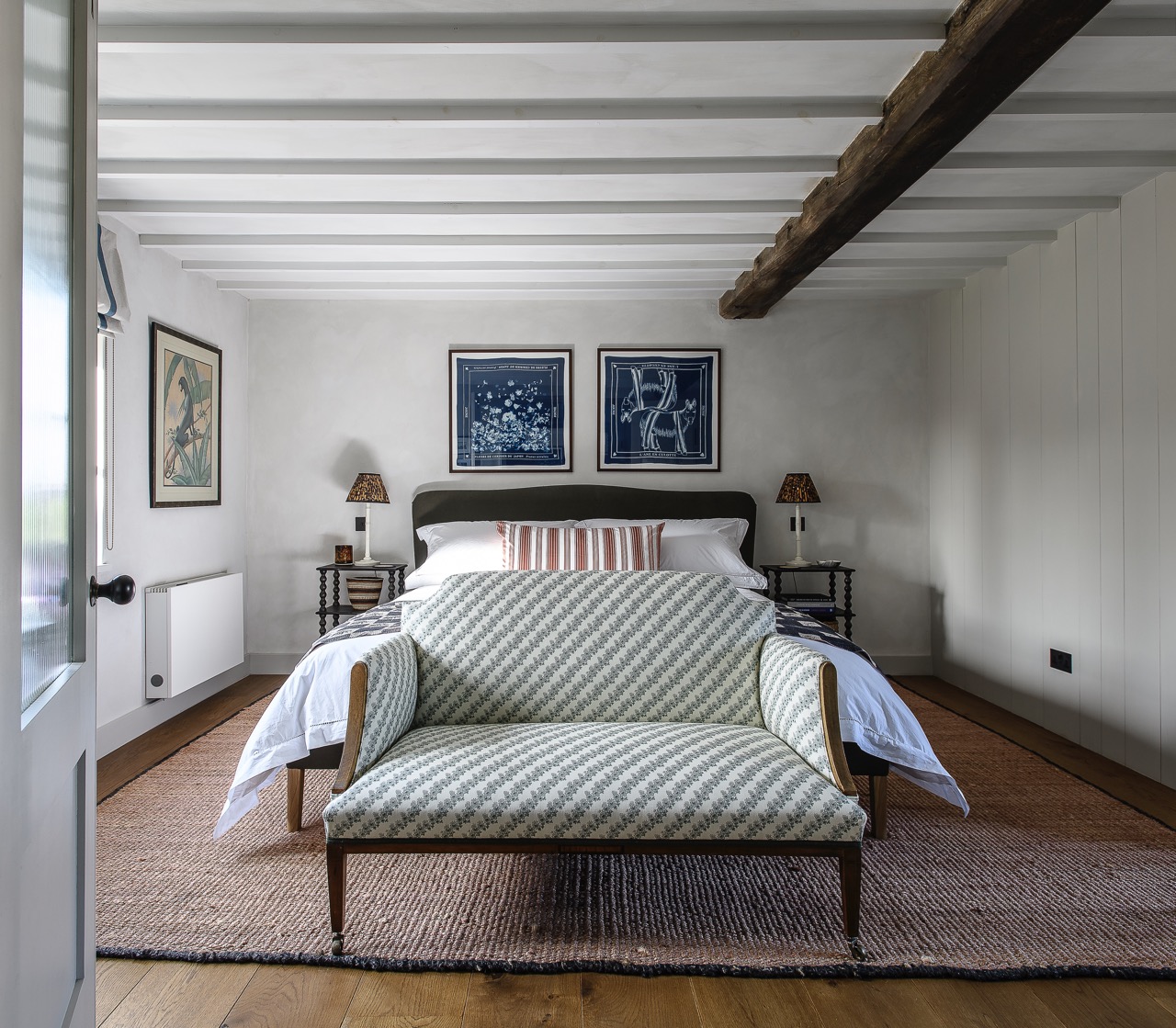 Lucy believes that texture is as important as colour, as illustrated in the principal bedroom.