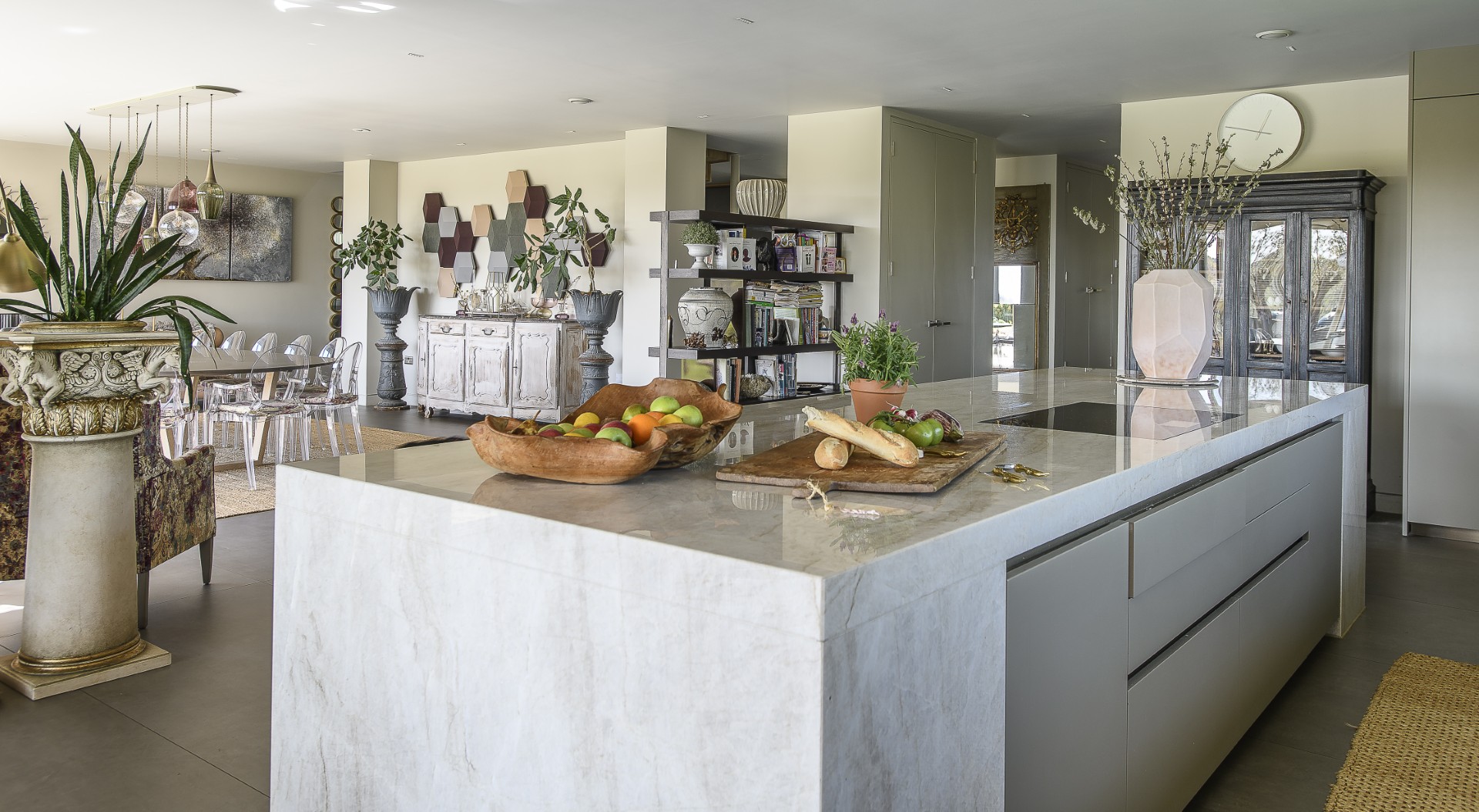 The Boffi kitchen features a large stone island that provides a striking focal point in the kitchen, as well as lots of useful storage.