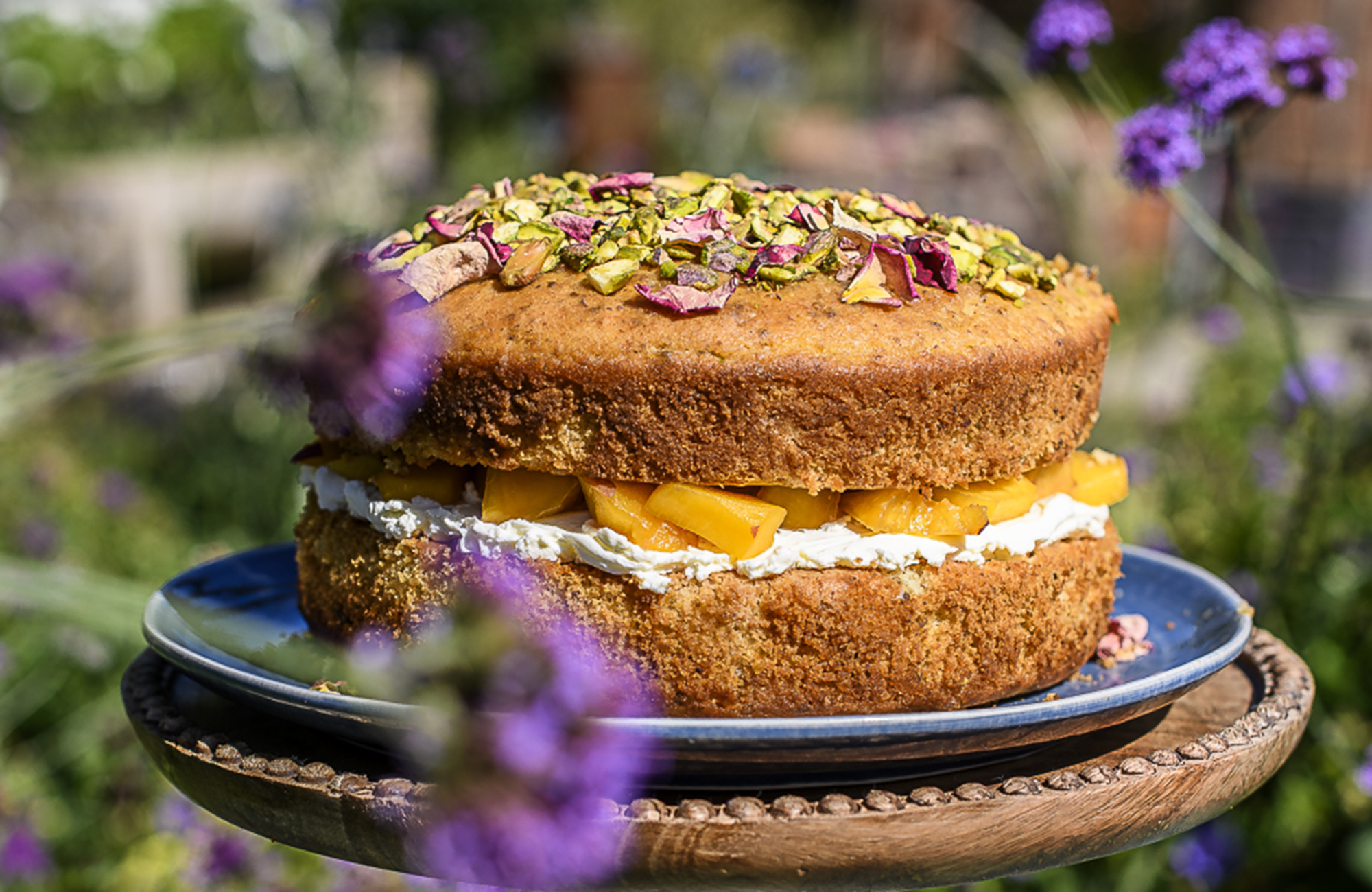 Peach & pistachio cake