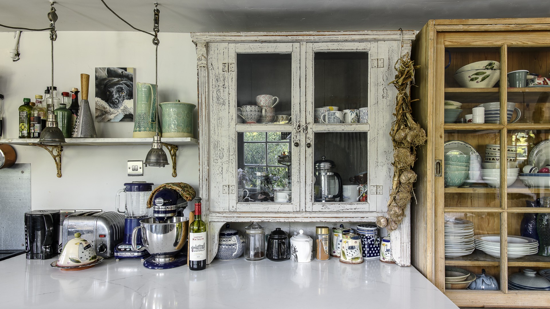 The kitchen units and surfaces have stories to tell, with most tracked down either at brocantes or on Facebook Marketplace.