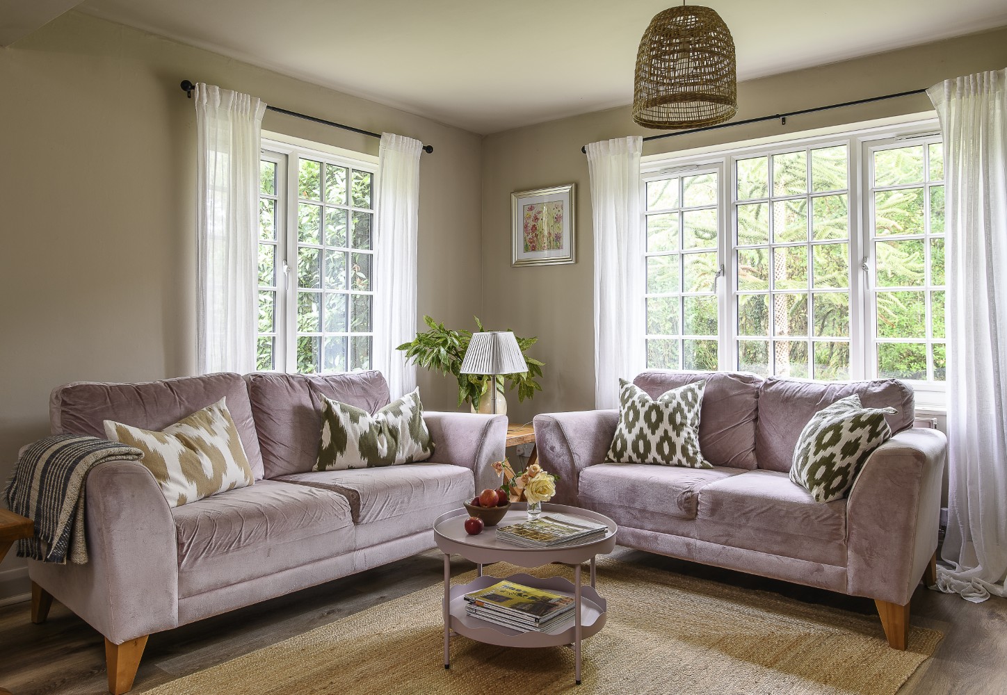 In the sitting room, two dusky pink sofas – a gift from Sarah’s mum – are focused around a log burner. “I get masses of stuff from Bentley’s Auction House in Cranbrook,” says Sarah, “and also Gorringe’s. If not an auction house, flea markets are also a great place to look.”